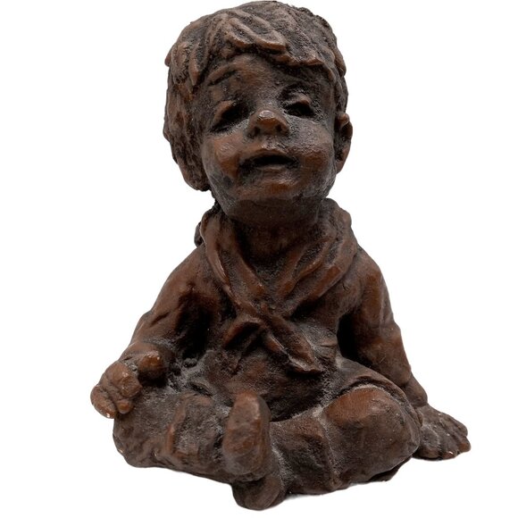 Boy In Sailor Suit Sculpture Babs Mellor Vintage OOAK Art Toddler Kid Statue - Picture 11 of 13